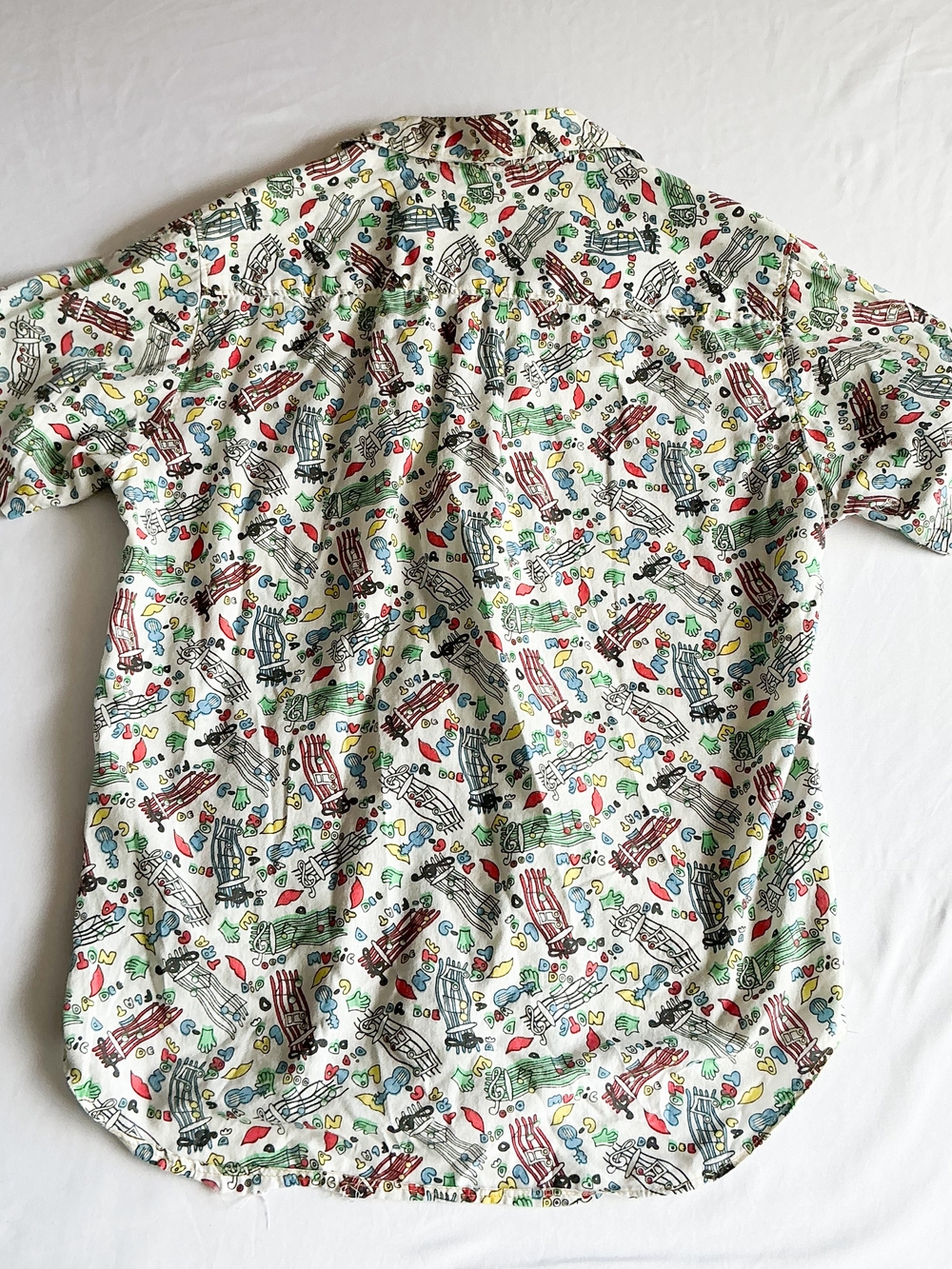 Music Teacher Shirt Novelty Print Short Sleeve Hand Made Colored Pencil Button M - Picture 6 of 9